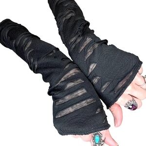 Mummy Ripped Gloves Sheer Gauze Arm Wraps Warmers Ghost Costume Covers Psy